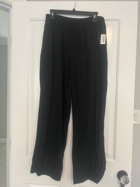 Old Navy Black Linen blend Wide-Leg Pull-On Pants